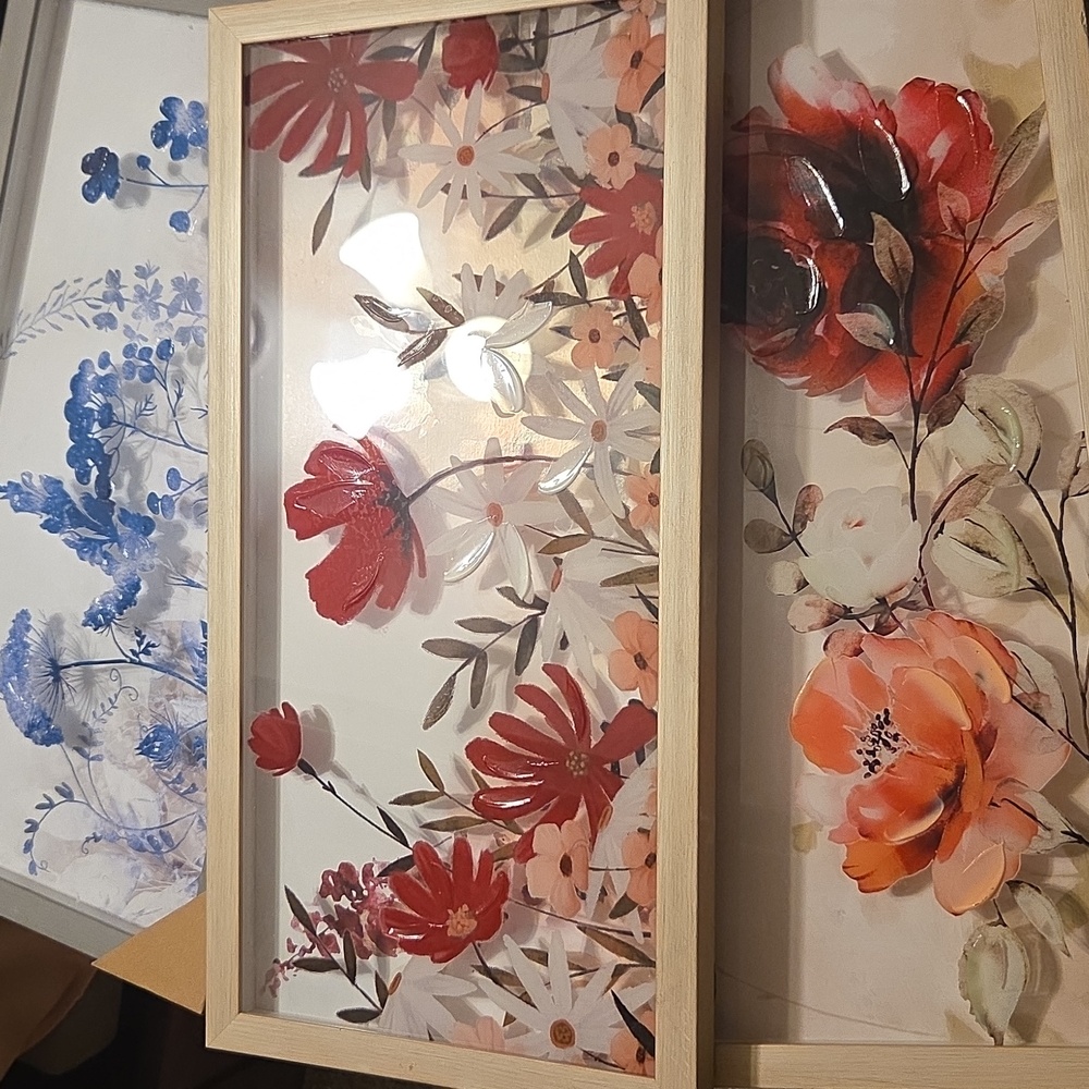 3 Framed Art With Hand Embellishment